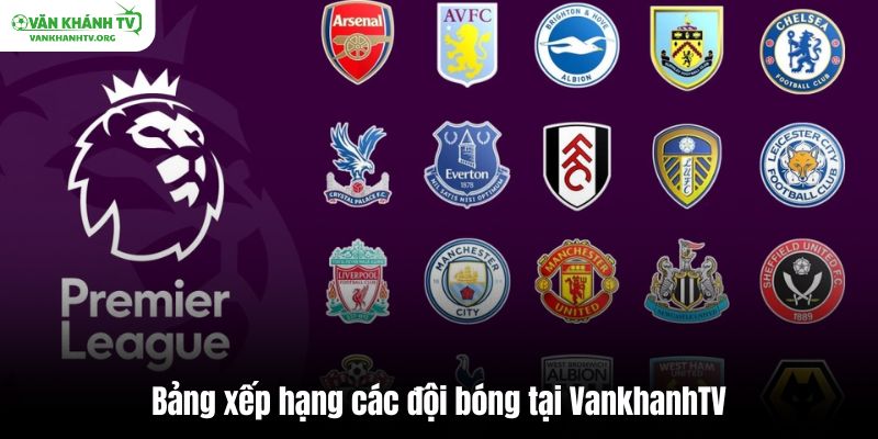 Bảng xếp hạng các đội bóng tại VankhanhTV